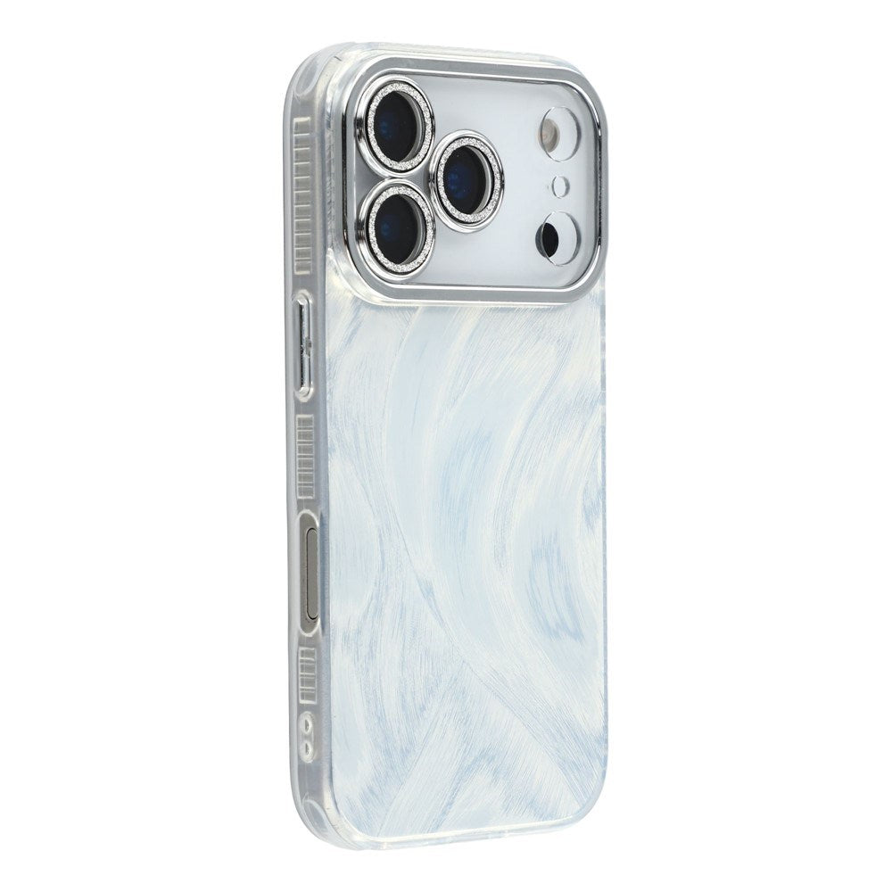 EIDERWOOD iPhone 17 Pro Hybrid Plastic Case with Built-in Camera Lens Protection - Brush Stroke Pattern / Silver