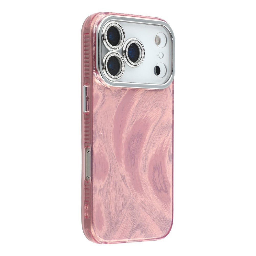 EIDERWOOD iPhone 17 Pro Hybrid Plastic Case with Built-in Camera Lens Protection - Brush Stroke Pattern / Pink