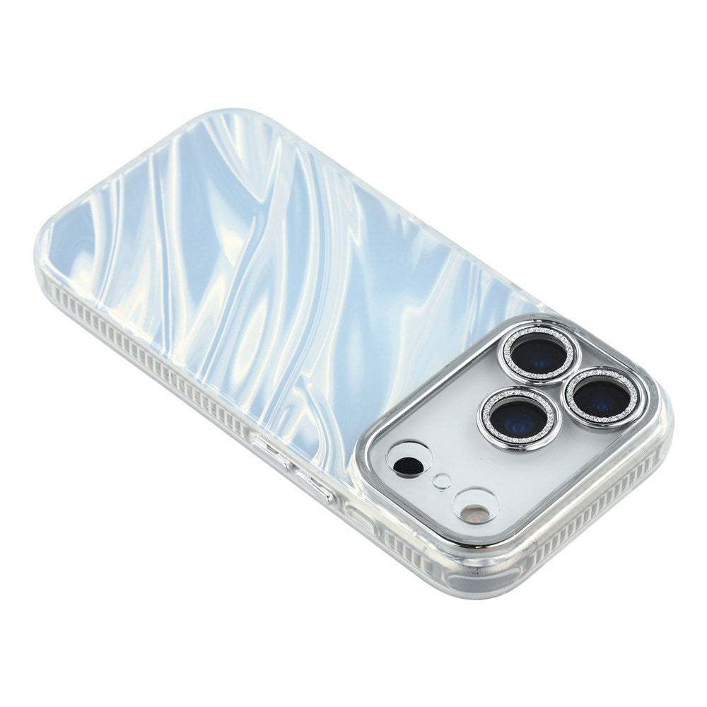 EIDERWOOD iPhone 17 Pro Max Hybrid Plastic Case with Built-in Camera Lens Protection - Wavy Pattern / Silver