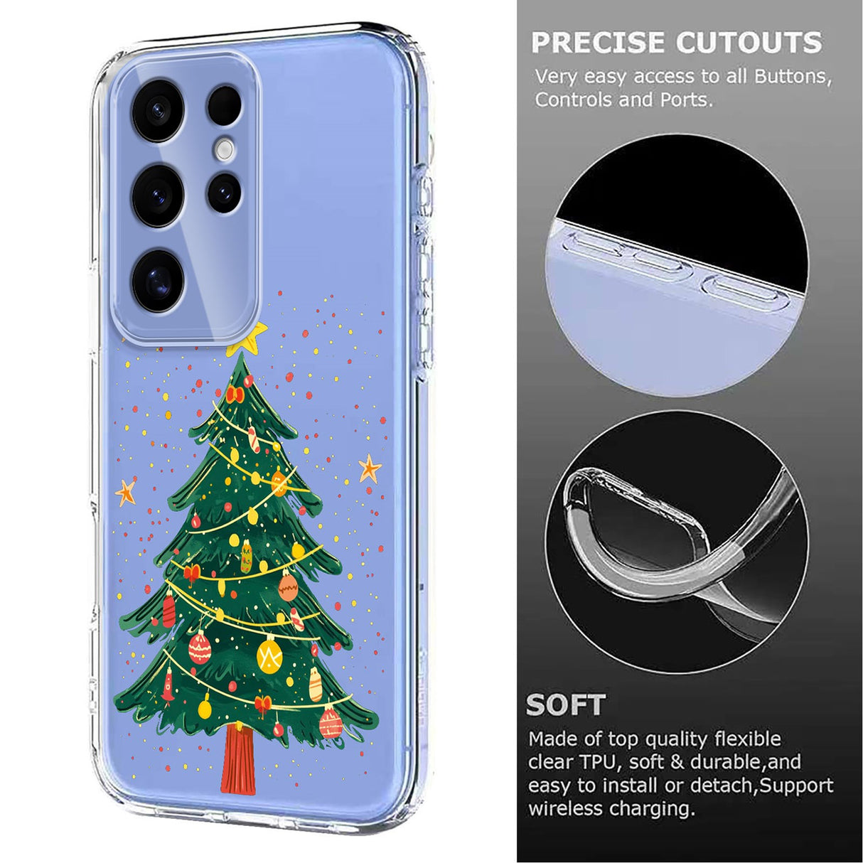 EIDERWOOD Samsung Galaxy S25 Ultra Flexible Plastic Christmas Case with Motif - Transparent / Christmas Tree