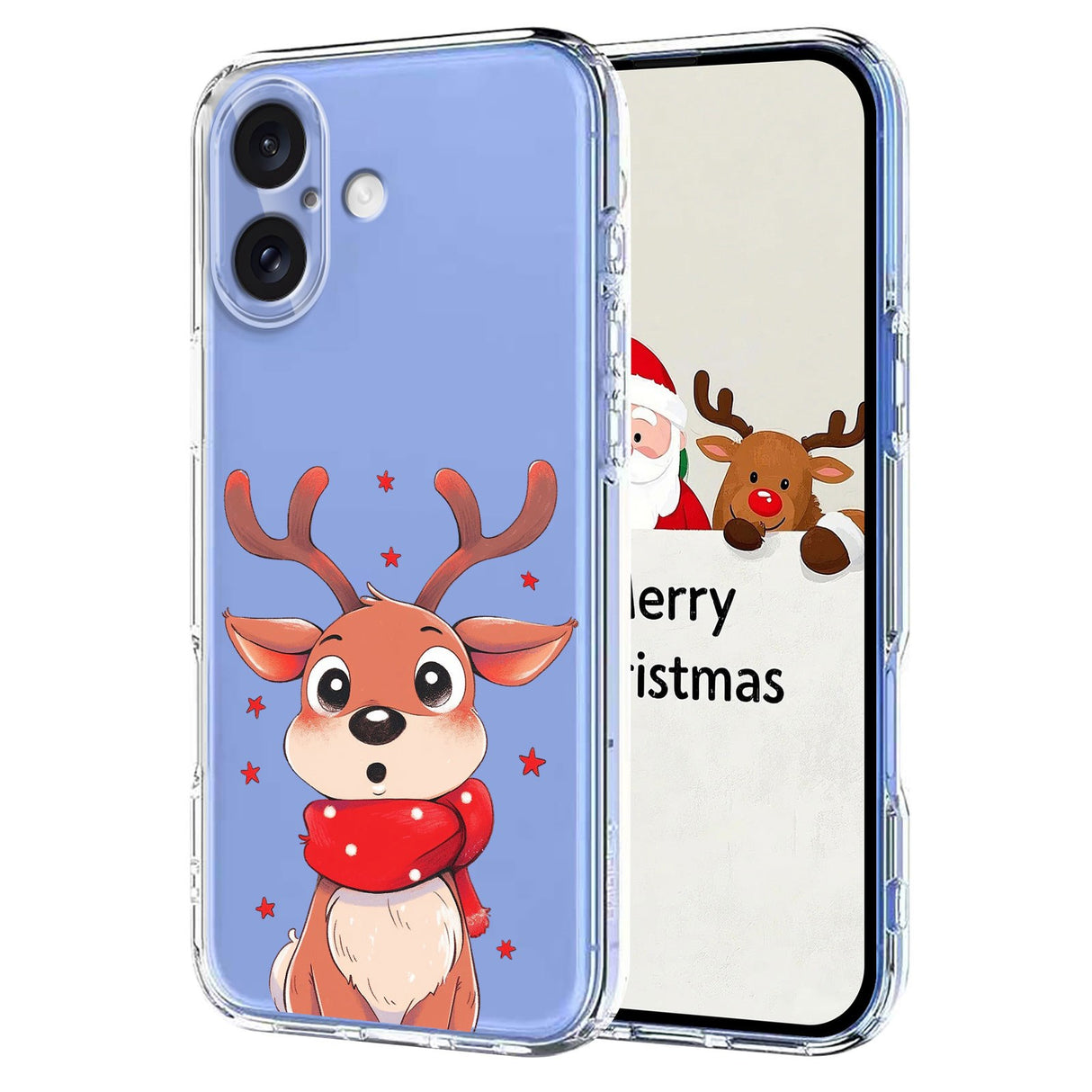 EIDERWOOD iPhone 16 Flexible Plastic Christmas Case with Motif - Transparent / Reindeer