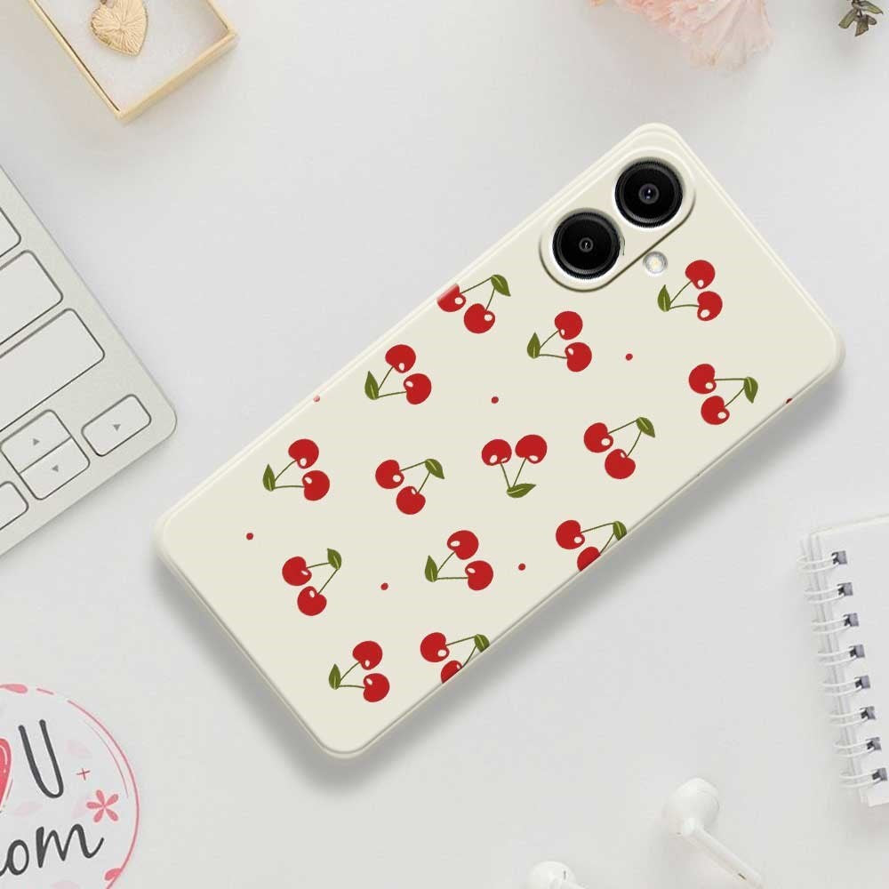 Samsung Galaxy A07 EIDERWOOD Flexible Plastic Case with Cherry Print - White