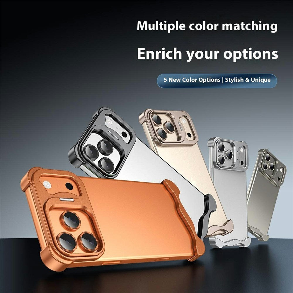 iPhone 17 Pro Two-Piece Metal Bumper Case with Stand & Lens Protector - Black