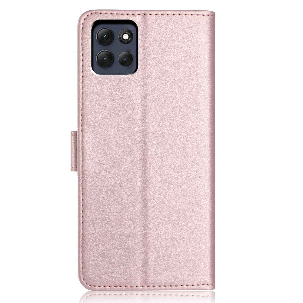 Motorola Moto G86 Power EIDERWOOD Faux Leather Case with Strap & Card Holder - Rose Gold