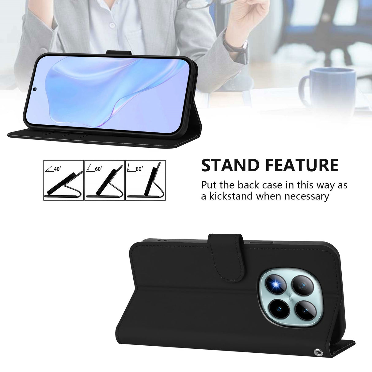 Xiaomi Redmi Note 15 Pro+ (Plus) / Poco M8 Pro (5G) EIDERWOOD Flip Case with Strap - Black