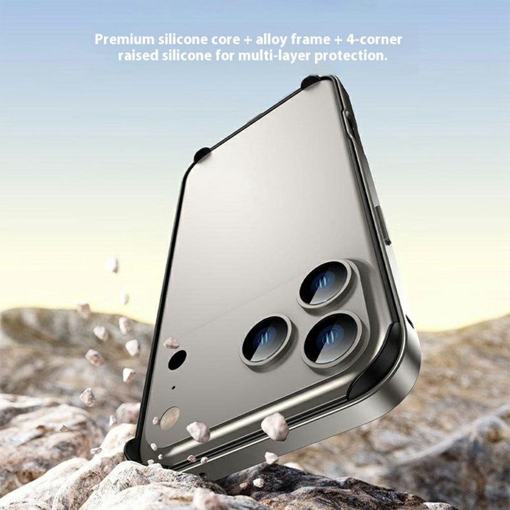 iPhone 17 Pro EIDERWOOD Metal Bumper Case with Reinforced Silicone Corners - Dark Blue