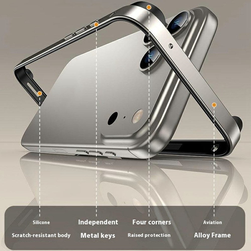 iPhone 17 Pro Max EIDERWOOD Metal Bumper Case with Reinforced Silicone Corners - Dark Blue