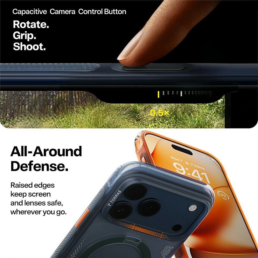 iPhone 17 Pro Max TORRAS Ostand Q3 Air Case with Kickstand - MagSafe Compatible - Orange