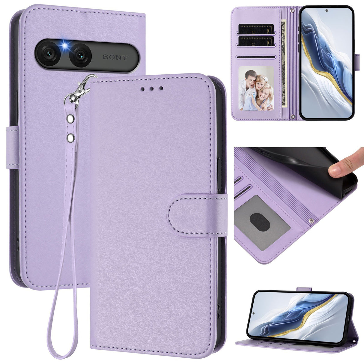 EIDERWOOD Sony Xperia 10 VII Faux Leather Flip Case with Card Holder & Strap - Light Purple