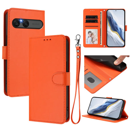 EIDERWOOD Sony Xperia 10 VII Faux Leather Flip Case with Card Holder & Strap - Orange