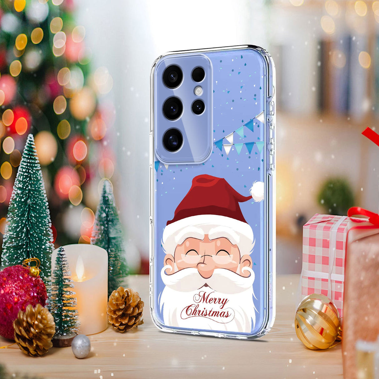 EIDERWOOD Samsung Galaxy S24 Ultra Flexible Plastic Christmas Case with Motif - Transparent / Santa Claus