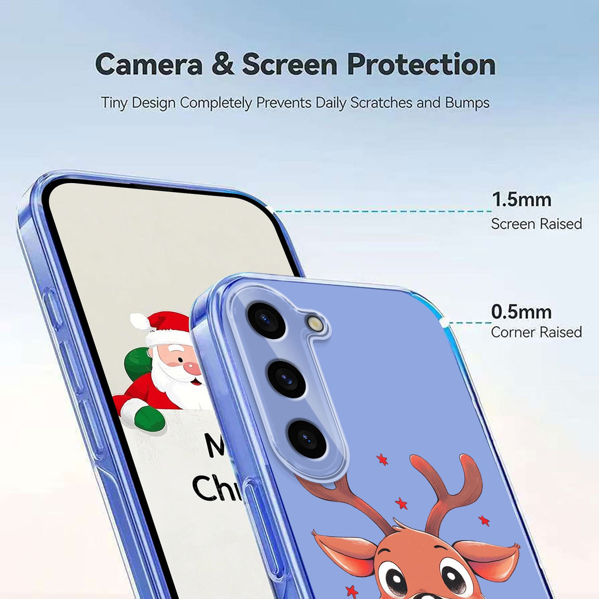 EIDERWOOD Samsung Galaxy S23 FE Flexible Plastic Christmas Case with Motif - Transparent / Reindeer