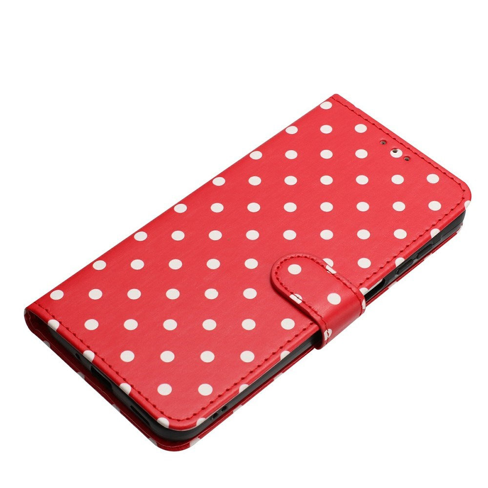 EIDERWOOD iPhone 17 Faux Leather Flip Case w. Polka Design - Red
