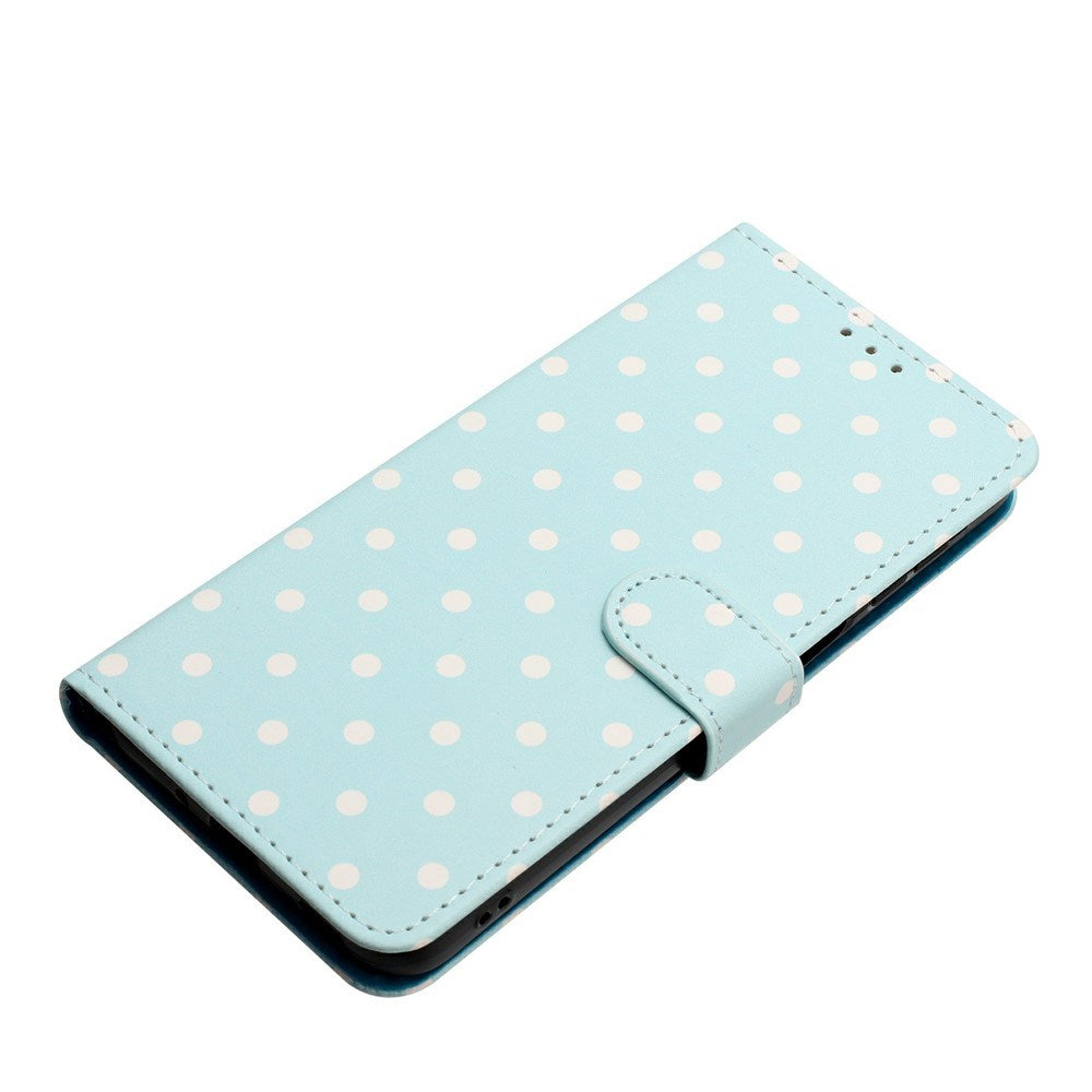 EIDERWOOD iPhone 17 Faux Leather Flip Case w. Polka Design - Blue