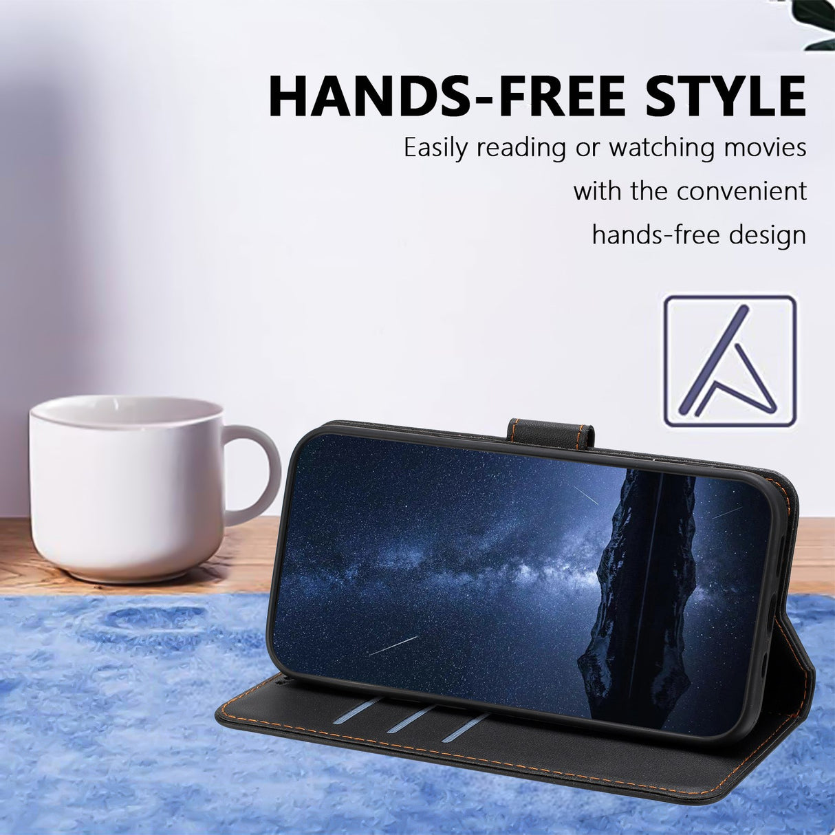 Honor Magic8 Lite EIDERWOOD Faux Leather Flip Case with Card Holder & Stand Function - Black