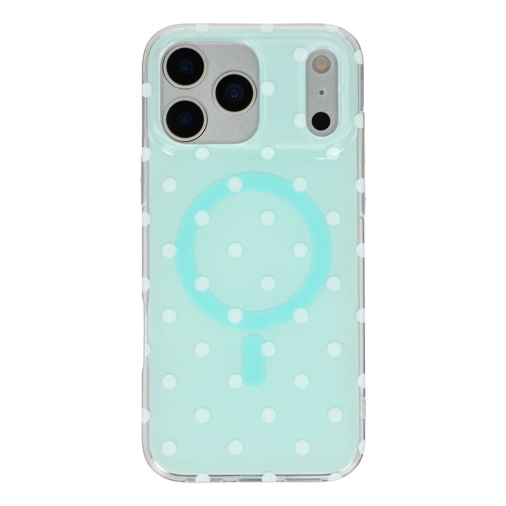 EIDERWOOD iPhone 17 Pro Hybrid Case with Polka Design - MagSafe Compatible - Transparent / Turquoise