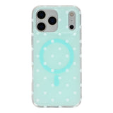 EIDERWOOD iPhone 17 Pro Hybrid Case with Polka Design - MagSafe Compatible - Transparent / Turquoise