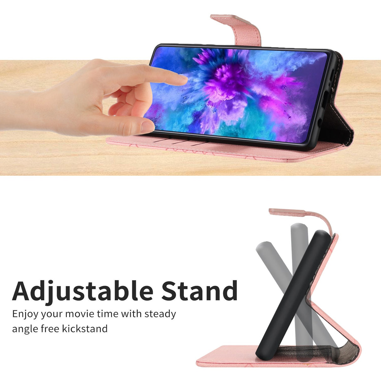 Honor Magic8 Lite EIDERWOOD Faux Leather Flip Case with Strap – Pink