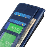 Motorola Moto G06 EIDERWOOD Leather Flip Case w. Card Holder - Blue