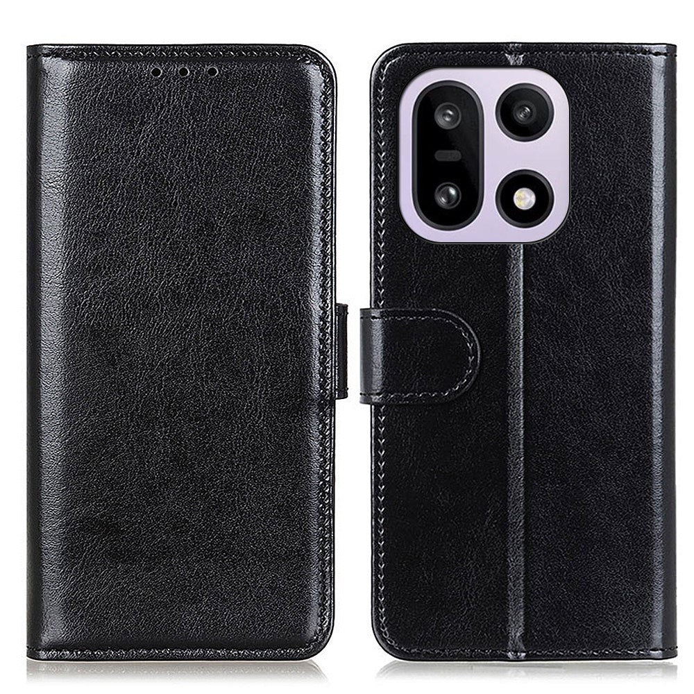OnePlus 15 EIDERWOOD Leather Flip Case w. Card Holder - Black