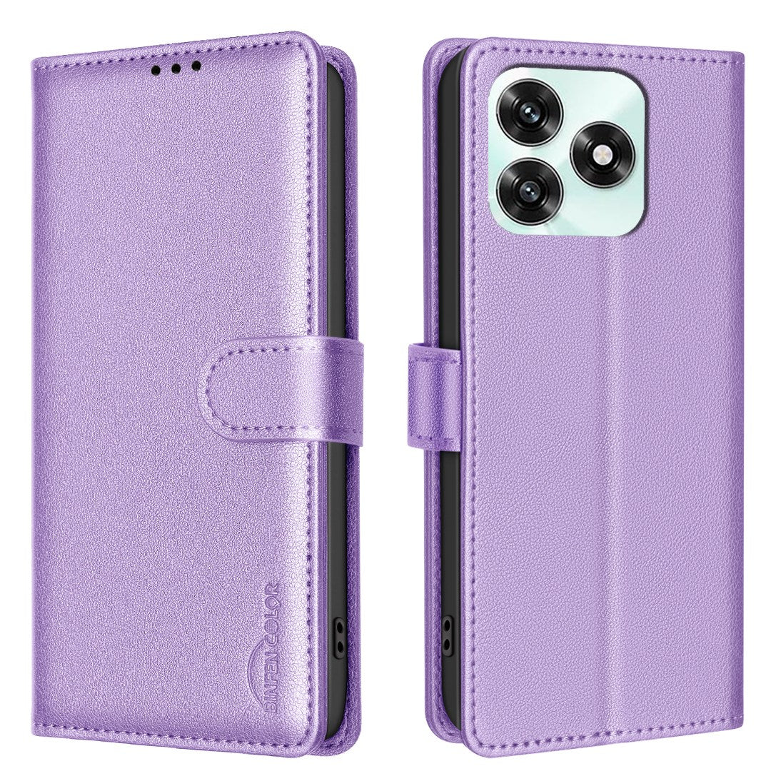Honor X5c Plus BINFEN Faux Leather Flip Case with RFID Blocking - Purple