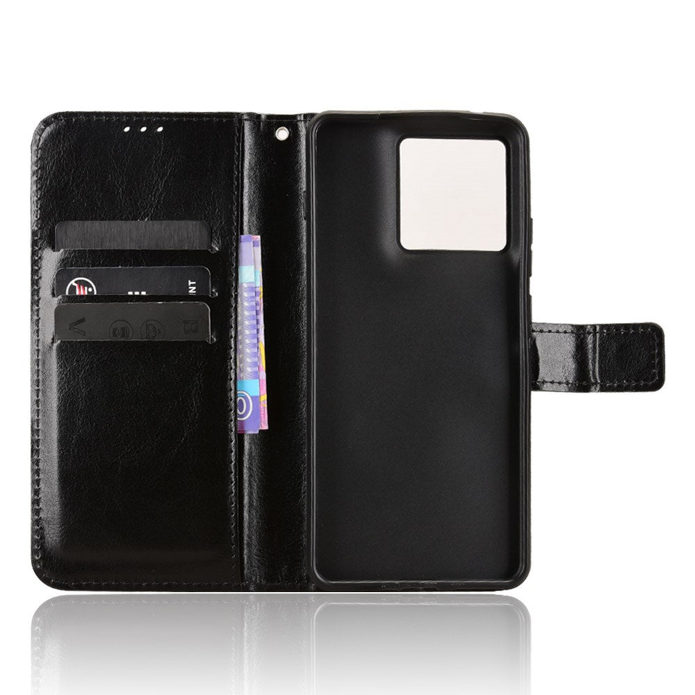 Motorola Edge 70 EIDERWOOD Leather Case with Strap & Card Holder - Black
