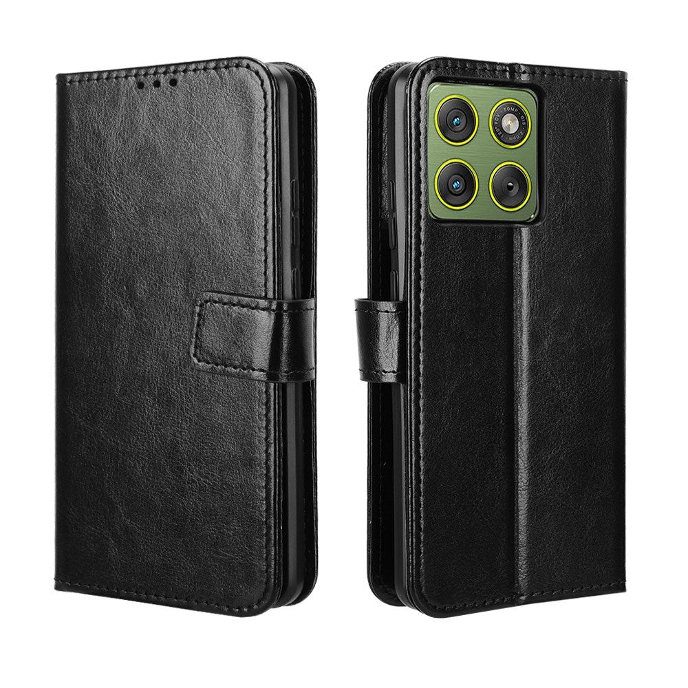 Motorola Edge 70 EIDERWOOD Leather Case with Strap & Card Holder - Black
