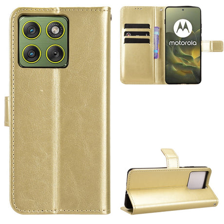 Motorola Edge 70 EIDERWOOD Leather Case with Strap & Card Holder - Gold