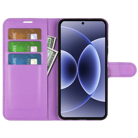 Xiaomi 17 EIDERWOOD Litchi Texture Leather Flip Case w. Wallet - Purple