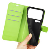 Xiaomi 17 Pro AMORUS Litchi Texture Leather Flip Case w. Wallet - Green