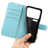 Xiaomi 17 Pro AMORUS Litchi Texture Leather Flip Case w. Wallet - Blue