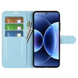 Xiaomi 17 Pro Max AMORUS Litchi Texture Leather Flip Case w. Wallet - Blue