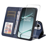 OnePlus 15R ENKAY 2-in-1 Faux Leather Flip Case with Screen Protector Glass - Blue