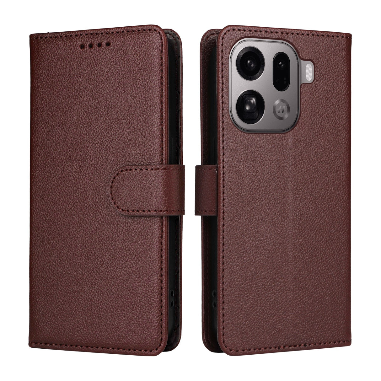 EIDERWOOD Oppo Find X9 Pro Faux Leather Flip Case with Strap - Brown