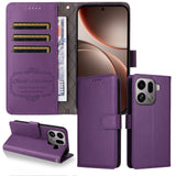 EIDERWOOD Oppo Find X9 Pro Faux Leather Flip Case with Strap - Purple