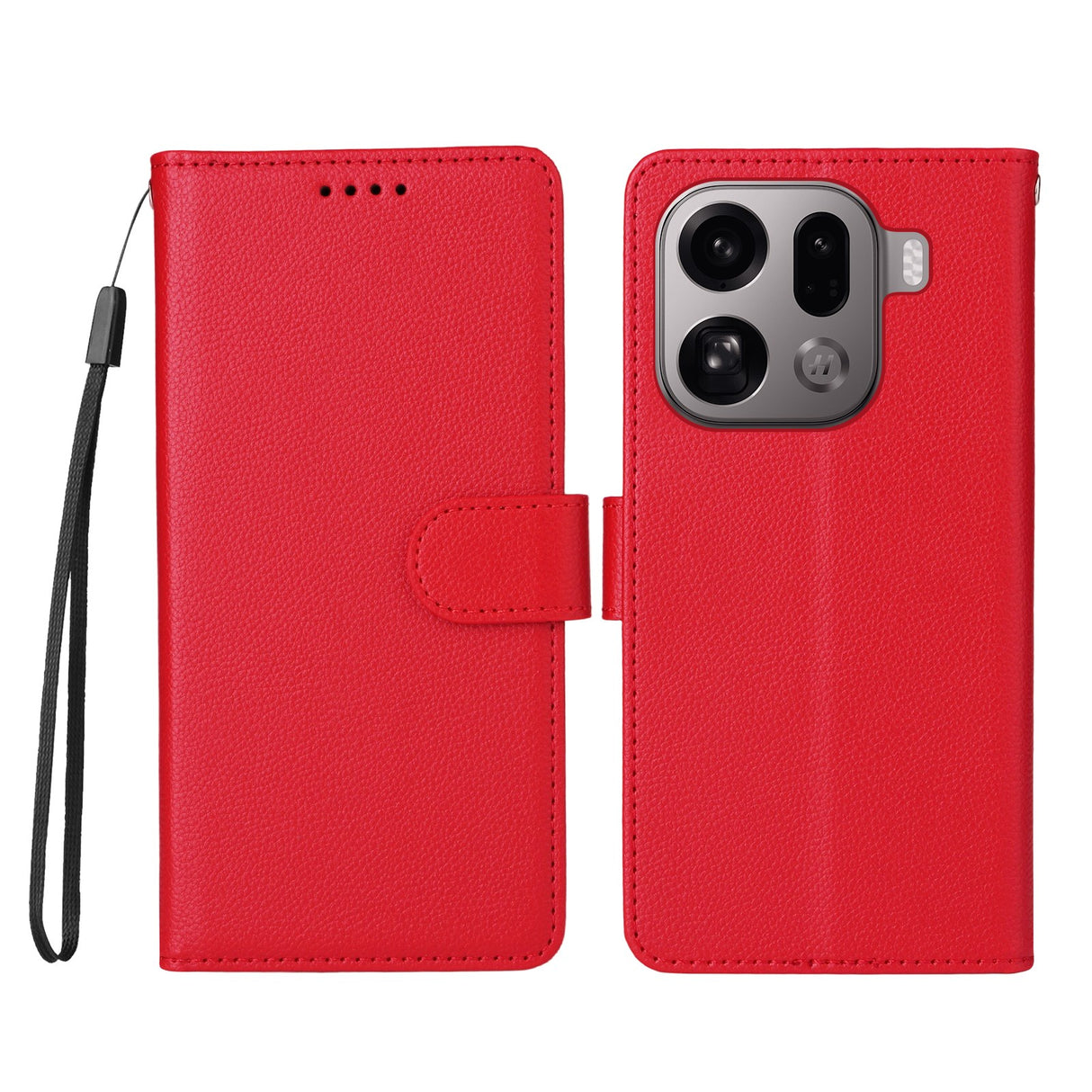 EIDERWOOD Oppo Find X9 Pro Faux Leather Flip Case with Strap - Red