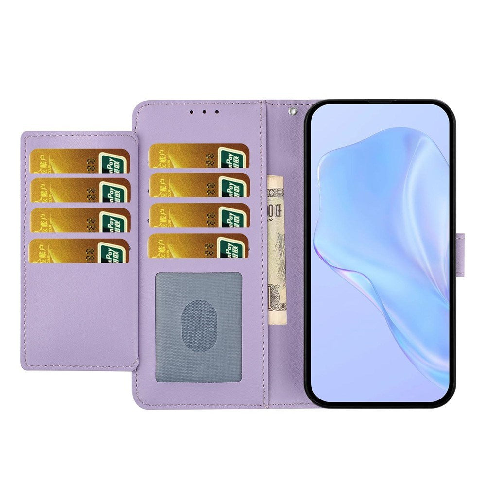 Google Pixel 10a EIDERWOOD Faux Leather Flip Case with Strap & Fold-Out Card Holder – Purple