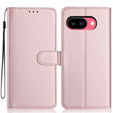 Google Pixel 10a EIDERWOOD Faux Leather Flip Case with Strap & Fold-Out Card Holder – Rose Gold