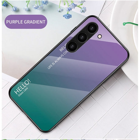 Samsung Galaxy S23 Glass Back Case - Hello - Purple / Green