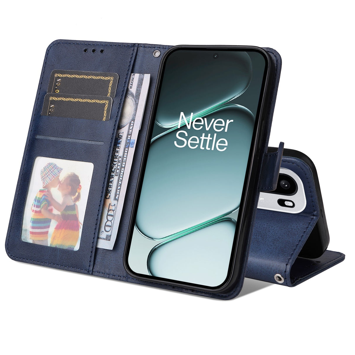 EIDERWOOD OnePlus 15R Faux Leather Flip Case with Strap - Blue