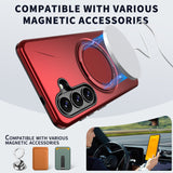 Samsung Galaxy S26 EIDERWOOD Hybrid Plastic Case with Rotating Kickstand - Red