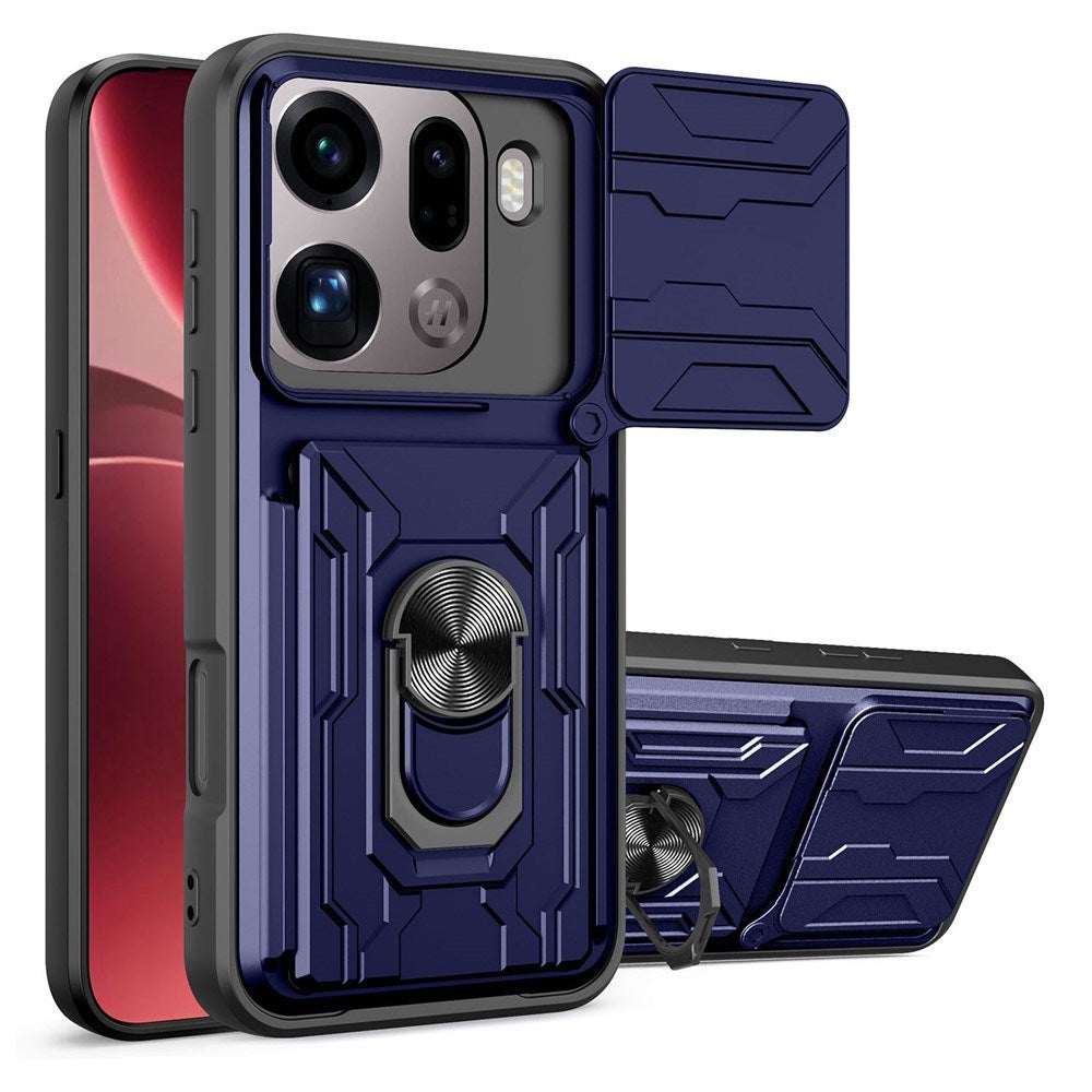 OPPO Find X9 Pro EIDERWOOD Tough Case with 360° Rotatable Camslider / Kickstand / Card Holder - Blue