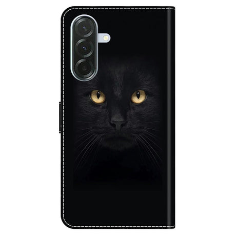 Samsung Galaxy A37 EIDERWOOD Flip Case with Card Holder & Stand Function - Black Cat