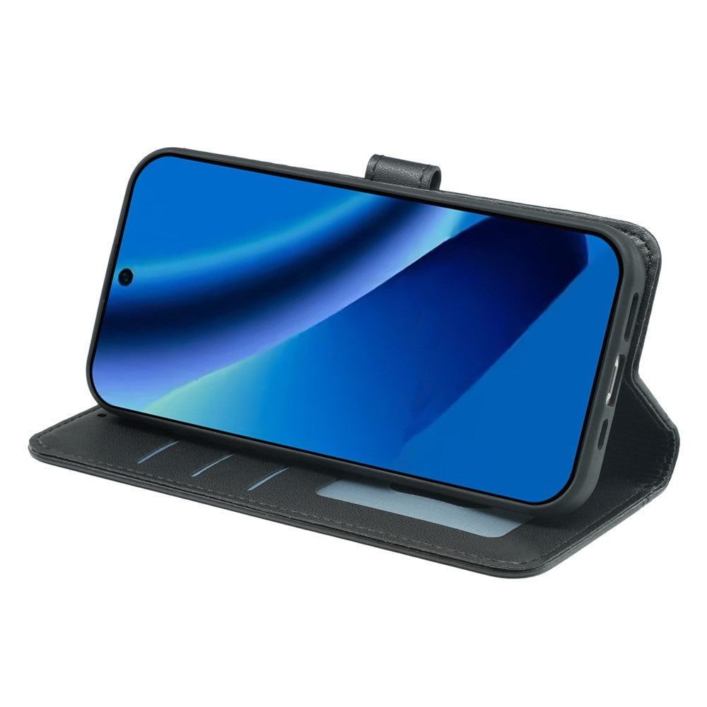 Google Pixel 10a EIDERWOOD Faux Leather Flip Case with Card Holder & Stand Function – Black