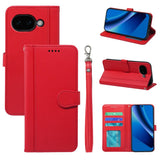 Google Pixel 10a EIDERWOOD Faux Leather Flip Case with Card Holder & Stand Function – Red