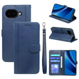 Google Pixel 10a EIDERWOOD Faux Leather Flip Case with Card Holder & Stand Function – Blue