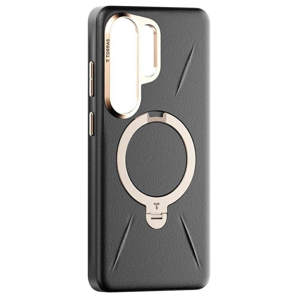 Samsung Galaxy S26 Ultra TORRAS Ostand Q3 VegSkin Faux Leather Case with Kickstand - MagSafe Compatible - Black