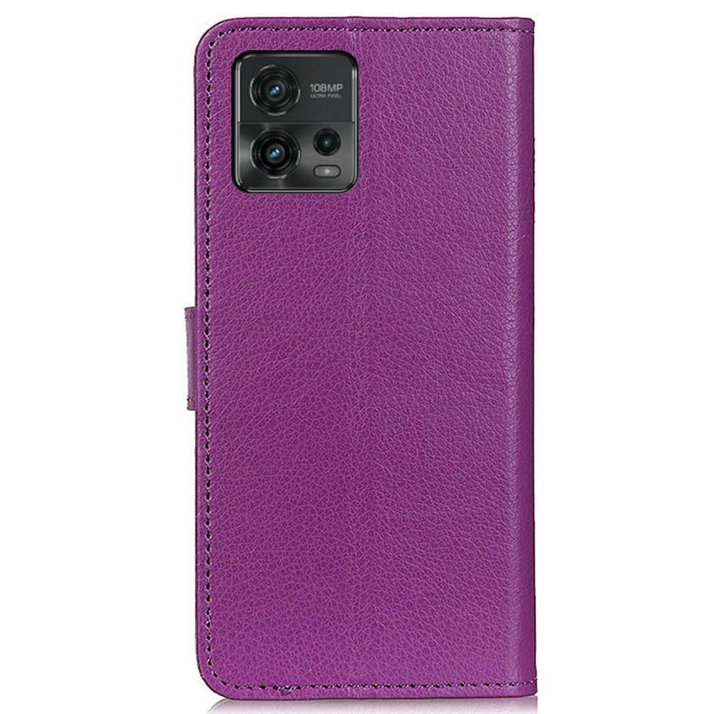 Motorola Moto G72 Litchi Leather Case w. Wallet - Purple