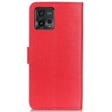 Motorola Moto G72 Litchi Leather Case w. Wallet - Red