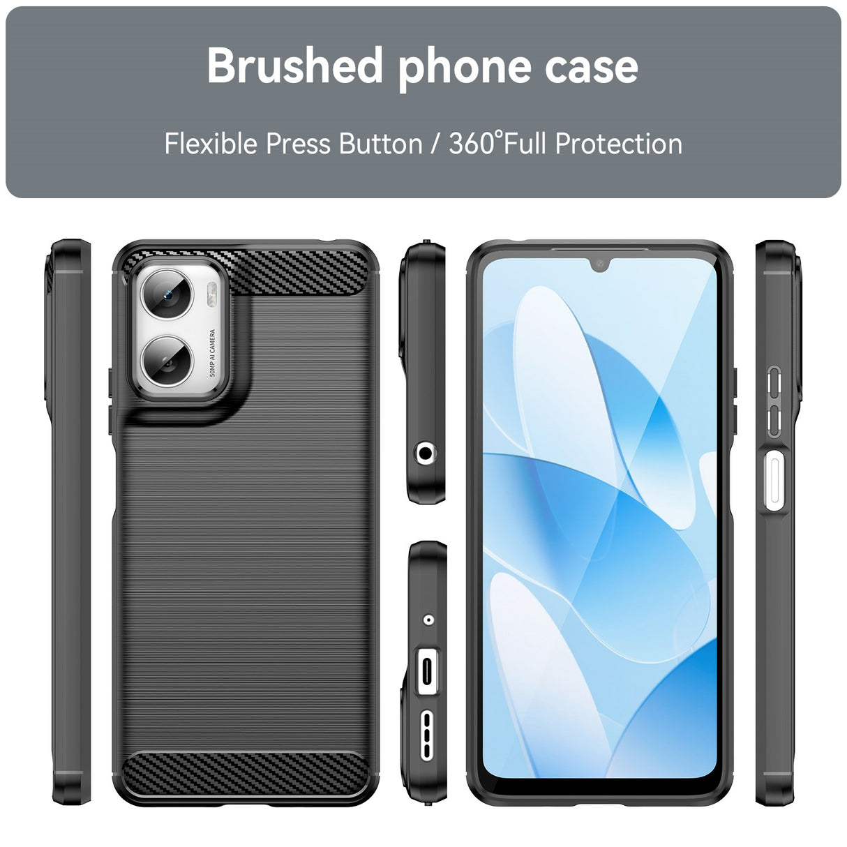 Motorola Moto G06 / G06 Power EIDERWOOD Carbon Fiber Case with Screen Protection - Black
